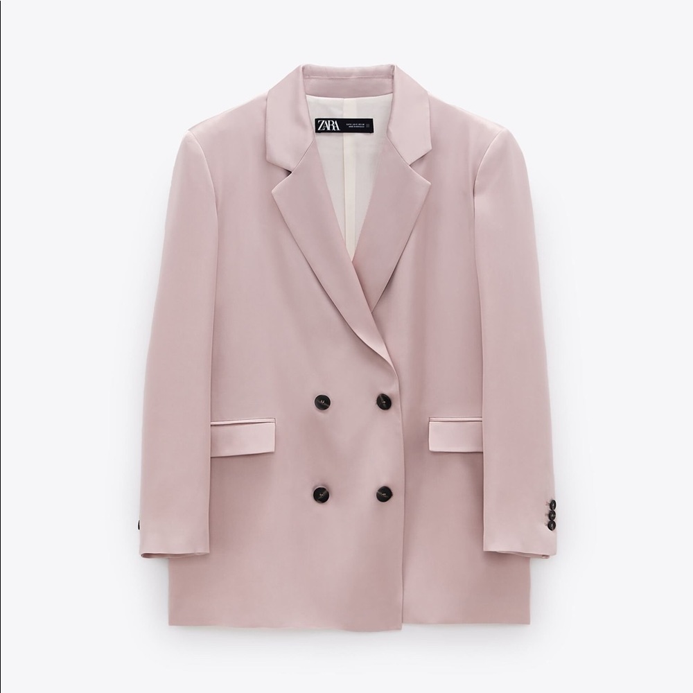 NWT Pink Satin Double Breasted Blazer Jacket Large